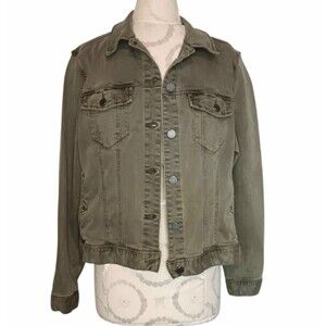 Liverpool Los Angeles Olive Green Denim Trucker Jacket Women's Size Large